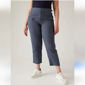 Athleta Women's Granite Blue Voyager Linen Crop Pants Size 4